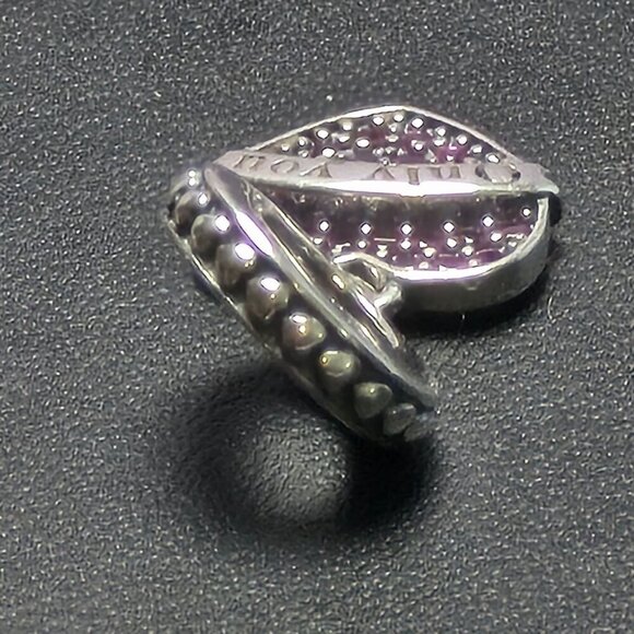 Sterling Silver "Only You" Heart Charm Pendant‎ With Pink CZ (NWOT) - Picture 3 of 4